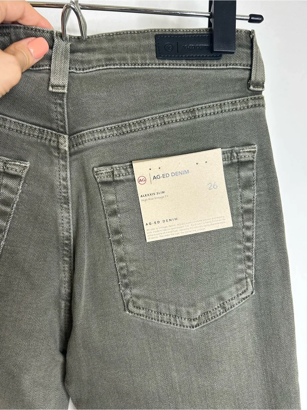 NWT AG Alexxis Slim Leg High Rise Vintage Fit Jean in Sulfur Green Size 26